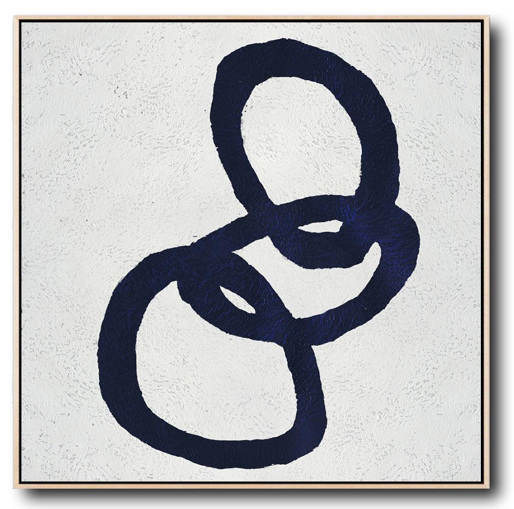 Navy Blue Minimalist Painting #NV139A - Click Image to Close